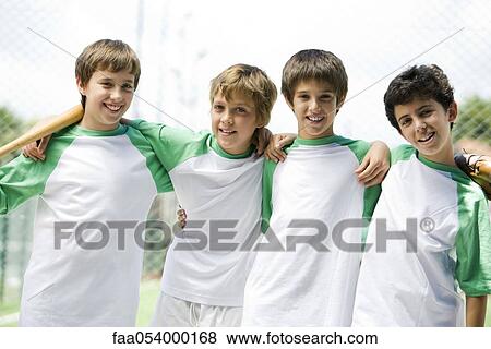 Stock Photo - Young baseball players, portrait. Fotosearch