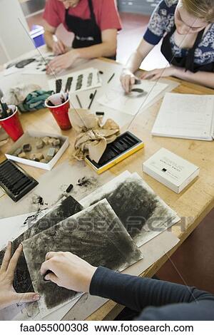 Stock Photo - Art students drawing with charcoal. Fotosearch