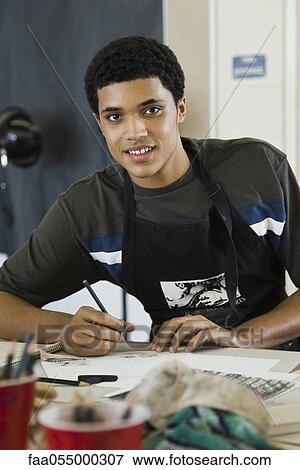 Young artist, portrait View Large Photo Image Stock Photo - Young artist, portrait. Fotosearch