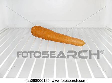 Single carrot sitting on shelf inside refrigerator View Large Photo Image Stock Image - Single carrot sitting on shelf inside refrigerator. Fotosearch