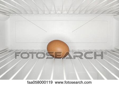 Single egg sitting on shelf inside refrigerator View Large Photo Image Stock Photo - Single egg sitting on shelf inside refrigerator. Fotosearch