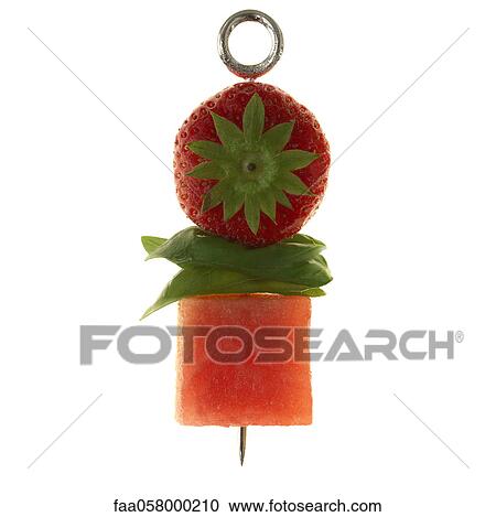 Strawberry, basil, and watermelon on skewer View Large Photo Image Stock Image - Strawberry, basil, and watermelon on skewer. Fotosearch