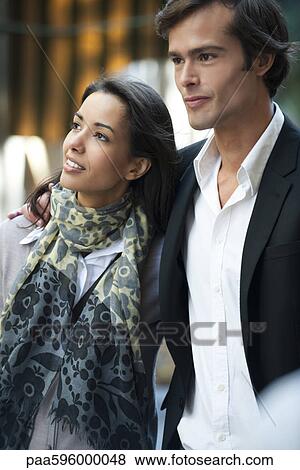 Couple together outdoors, portrait View Large Photo Image Stock Photo - Couple together outdoors, portrait. Fotosearch