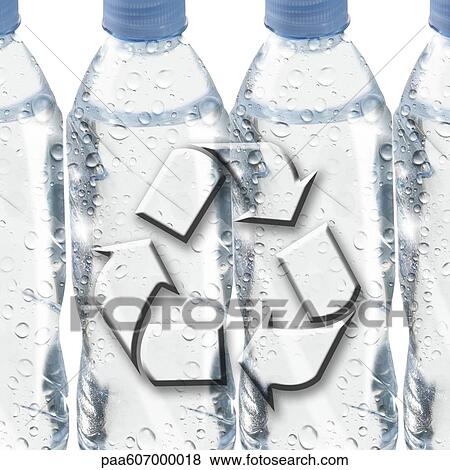 Plastic water bottles and recycling symbol View Large Photo Image Stock Photo - Plastic water bottles and recycling symbol. Fotosearch