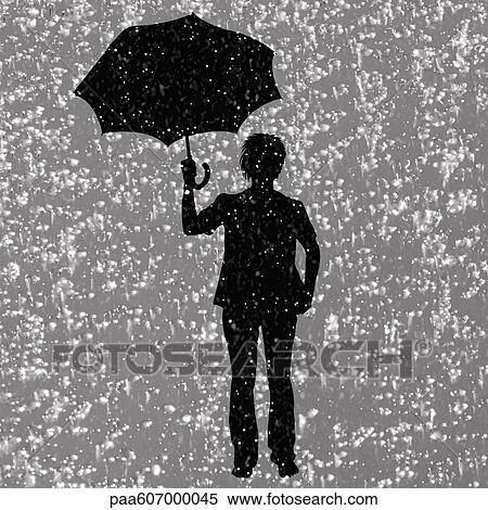 Silhouette of man holding two umbrellas in snow View Large Photo Image Stock Photography - Silhouette of man holding two umbrellas in snow. Fotosearch