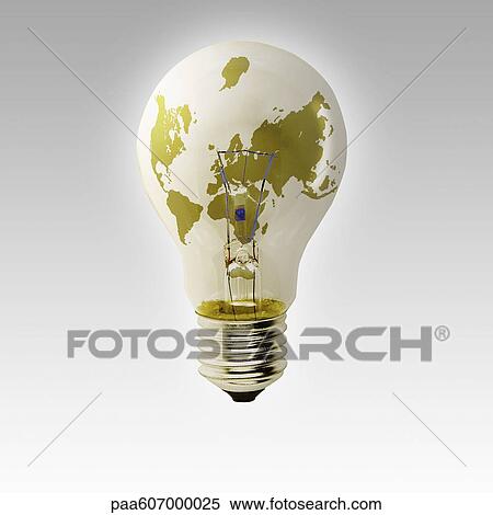World map on light bulb View Large Photo Image Stock Photography - World map on light bulb. Fotosearch