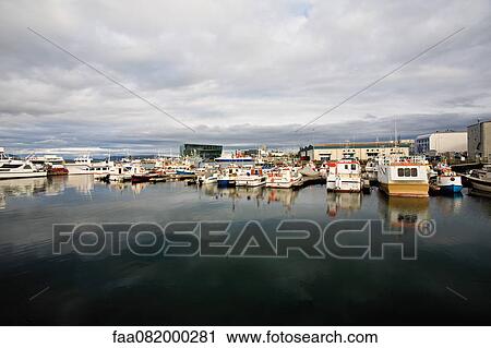 Stock Image - Harbor, Reykjavik, Iceland. Fotosearch
