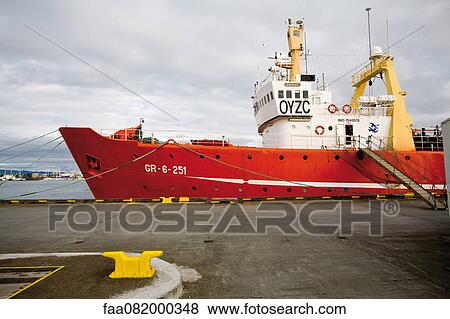 Stock Photo - Ship docked in harbor. Fotosearch