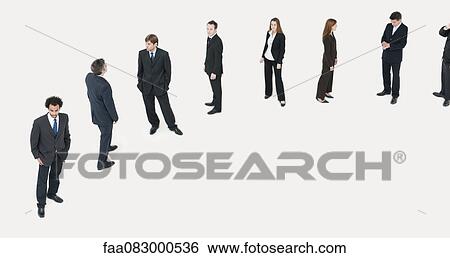 Stock Photograph - Business people waiting in line. Fotosearch