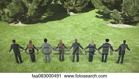 Stock Image - Business professionals unite to promote environmental protection. Fotosearch