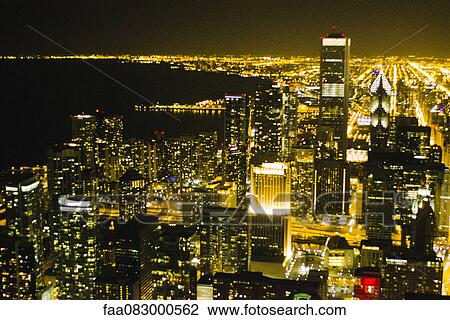 Night view of Chicago from the John Hancock Observatory View Large Photo Image Stock Image - Night view of Chicago from the John Hancock Observatory. Fotosearch