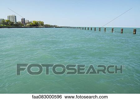 Stock Photograph - View of Lake Michigan, Chicago. Fotosearch