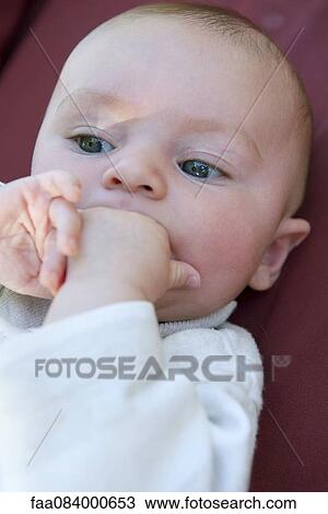 Baby biting hand, high angle view View Large Photo Image Stock Image - Baby biting hand, high angle view. Fotosearch