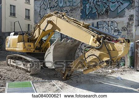 Excavator at construction site View Large Photo Image Stock Image - Excavator at construction site. Fotosearch