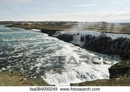 Icelandic waterfalls in the Golden Circle, Iceland Gullfoss View Large Photo Image Stock Photo - Icelandic waterfalls in the Golden Circle, Iceland Gullfoss. Fotosearch