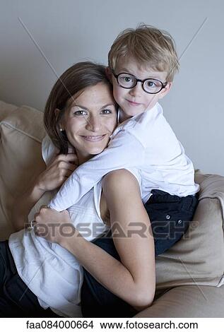 Picture - Mother and little boy, portrait. Fotosearch
