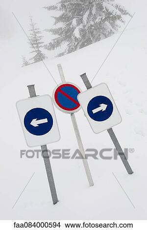 Signs indicating dead end in snow View Large Photo Image Picture - Signs indicating dead end in snow. Fotosearch