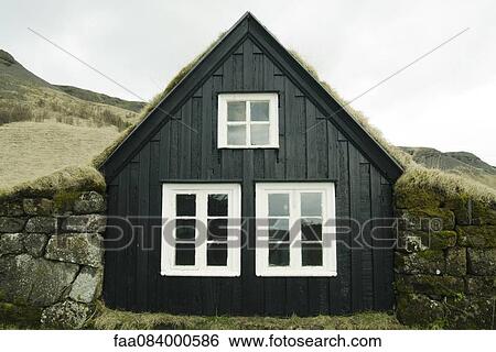 Typical Icelandic house with green roof, Iceland View Large Photo Image Stock Photograph - Typical Icelandic house with green roof, Iceland. Fotosearch