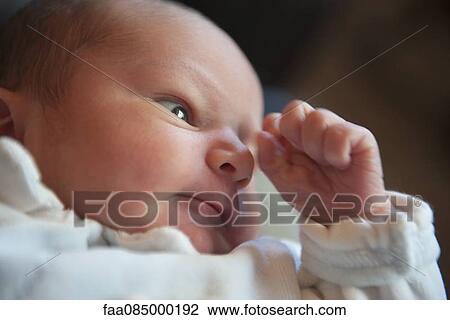 Stock Image - Baby boy, close-up. Fotosearch