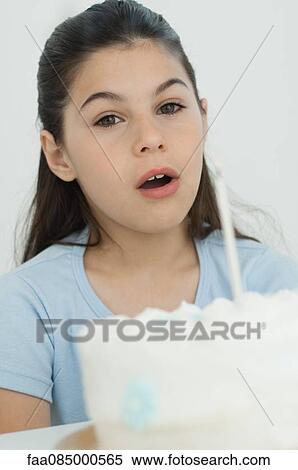 Girl with birthday cake View Large Photo Image Stock Photography - Girl with birthday cake. Fotosearch