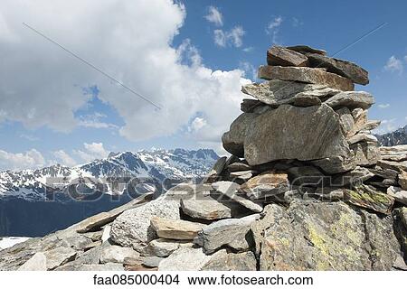 Picture - Rocks stacked on mountain top. Fotosearch
