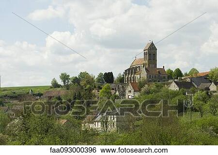 Stock Photograph - Church on hillside. Fotosearch