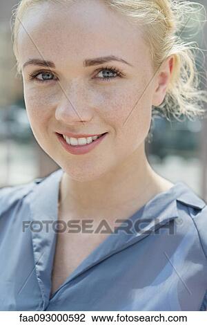 Stock Image - Young woman, portrait. Fotosearch
