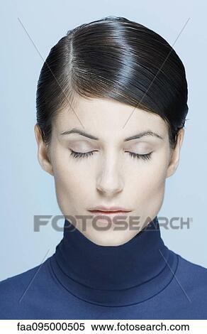 Stock Photography - Woman, eyes closed, portrait. Fotosearch