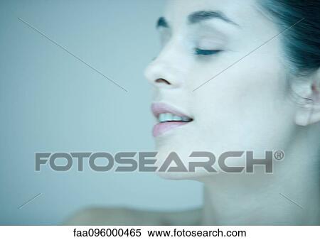 Stock Photography - Woman's face, eyes closed. Fotosearch