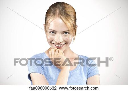 Stock Image - Young woman, portrait. Fotosearch