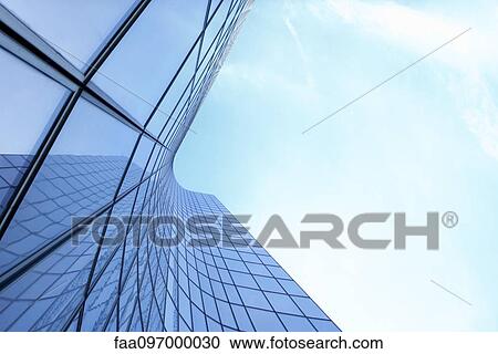 Stock Image - Facade of modern skyscraper, La Defense, Paris, France. Fotosearch