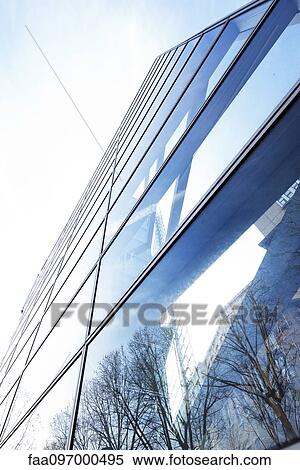 Stock Photography - Facade of modern skyscraper, La Defense, Paris, France. Fotosearch