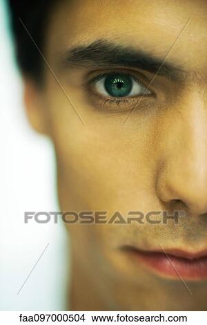 Picture - Man's face, extreme close-up. Fotosearch