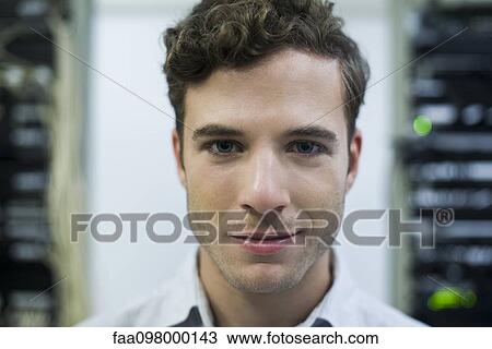 Stock Image - Computer technician, portrait. Fotosearch