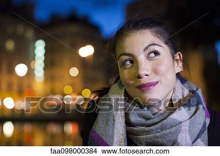 Young woman outdoors dressed warmly, portrait View Large Photo Image Picture - Young woman outdoors dressed warmly, portrait. Fotosearch