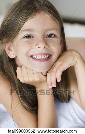 Stock Image - Little girl, portrait. Fotosearch