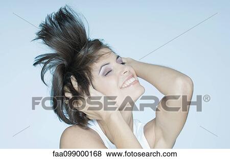 hair flick head toss females