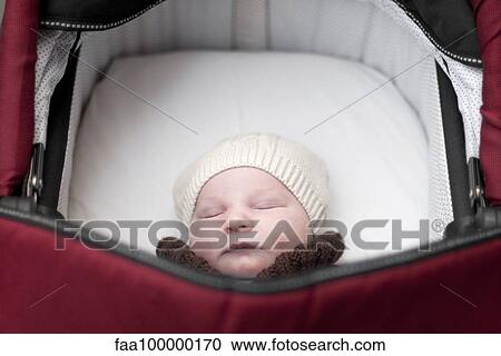 Baby sleeping in pram View Large Photo Image Stock Image - Baby sleeping in pram. Fotosearch