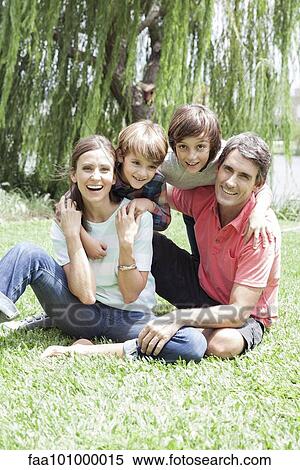 Stock Photography - "Family with two children, portrait". Fotosearch