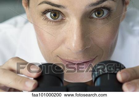 "Scientist using microscope, portrait" View Large Photo Image Stock Image - "Scientist using microscope, portrait". Fotosearch