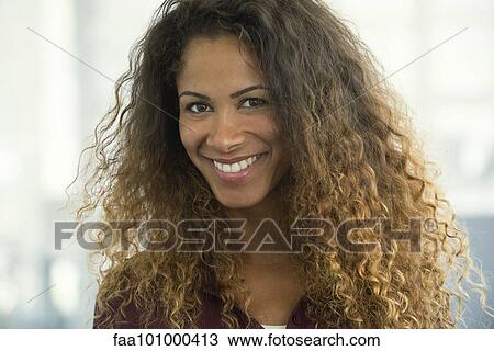 "Woman smiling cheerfully, portrait" View Large Photo Image Stock Image - "Woman smiling cheerfully, portrait". Fotosearch