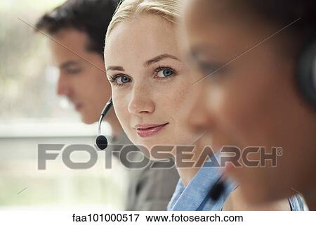 Working in call center View Large Photo Image Stock Photo - Working in call center. Fotosearch