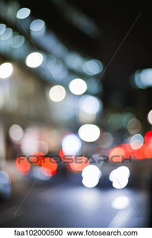 Stock Image - Blurred lights at night. Fotosearch
