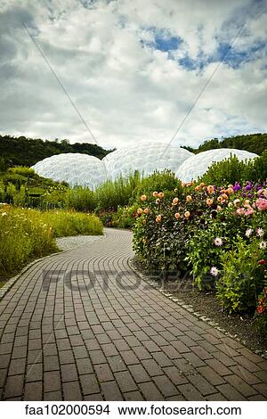 Picture - "Geodesic biodomes, Eden Project, Cornwall, England". Fotosearch