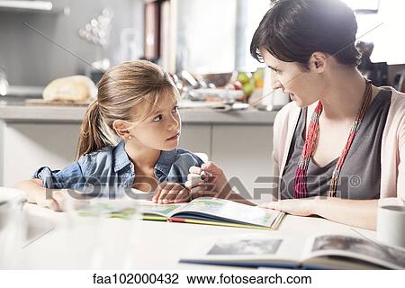 Mother and young daughter reading together View Large Photo Image Stock Image - Mother and young daughter reading together. Fotosearch