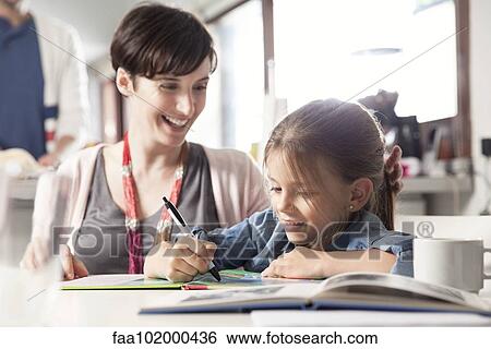 Stock Photograph - Mother and young daughter reading together. Fotosearch