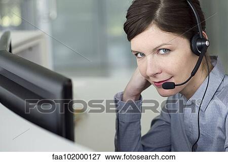 "Telemarketer, portrait" View Large Photo Image Stock Photo - "Telemarketer, portrait". Fotosearch