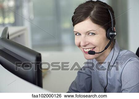 "Telemarketer, portrait" View Large Photo Image Stock Photograph - "Telemarketer, portrait". Fotosearch