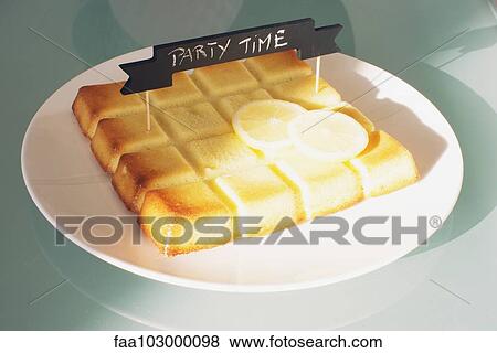 "Cake decorated with a sign reading ""party time""" View Large Photo Image Stock Photo - "Cake decorated with a sign reading ""party time""". Fotosearch