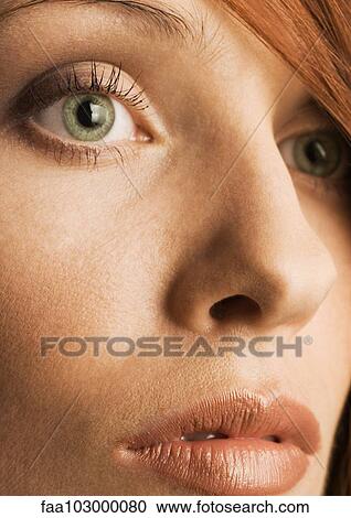 Stock Image - Close-up of woman's face. Fotosearch